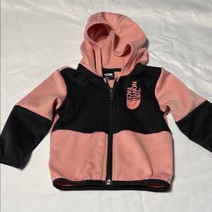 The North Face Kids Two-Tone Peach and Black Hoodie Zipper Jacket